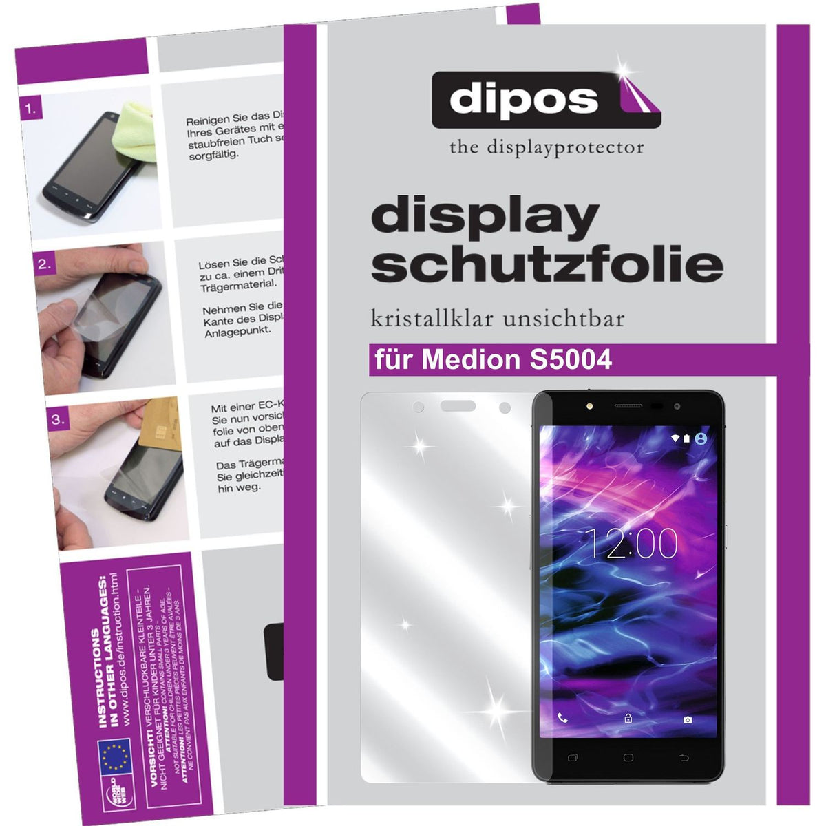 Klare Displayschutzfolie von dipos passend für Medion S5004, präziser Zuschnitt und blasenfrei montiert