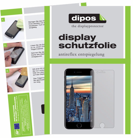 Matte Displayschutzfolie von dipos passend für Apple iPhone 8, präziser Zuschnitt und blasenfrei montiert