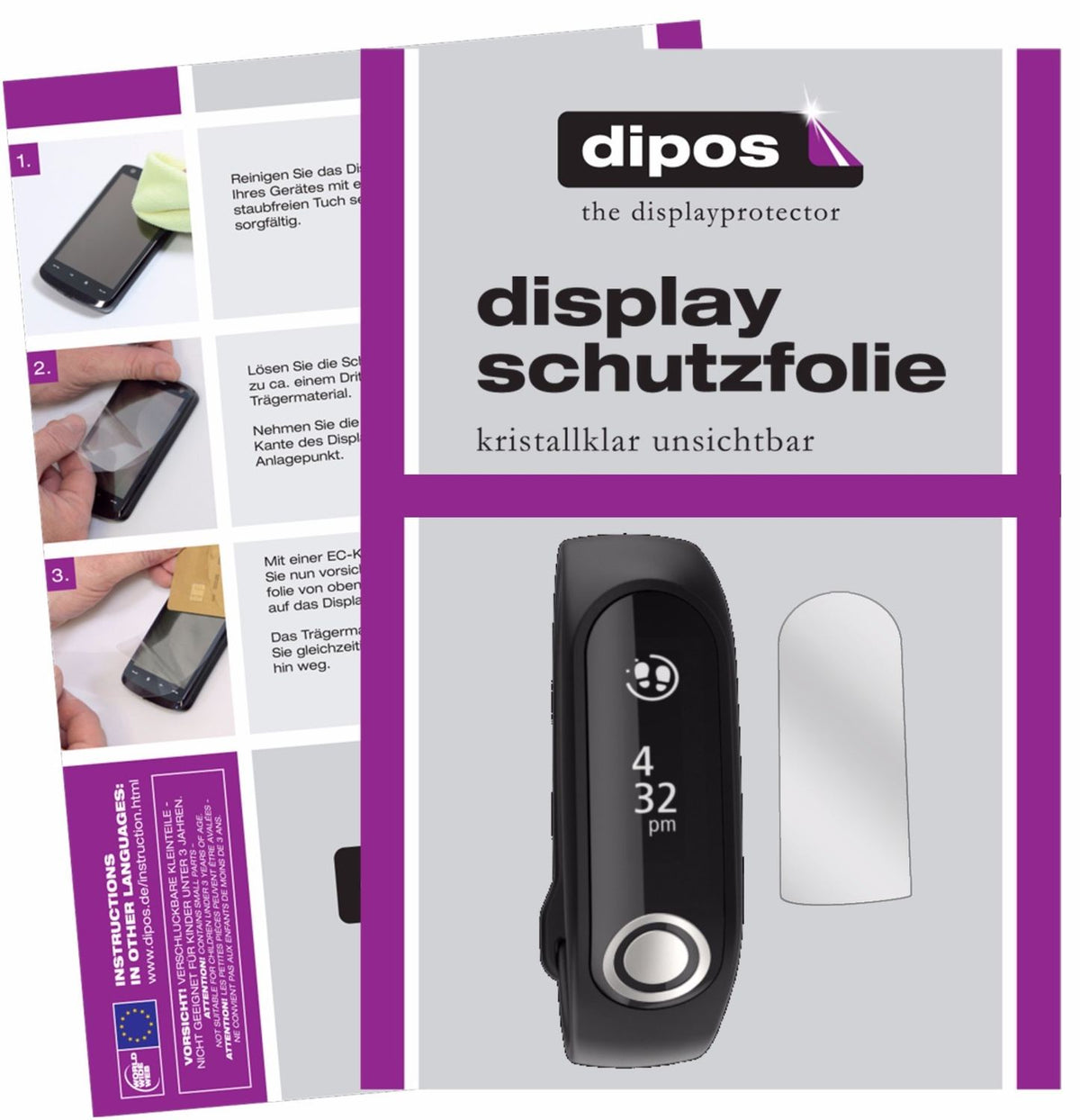 6x 3D Full Cover Schutzfolie für TomTom Touch