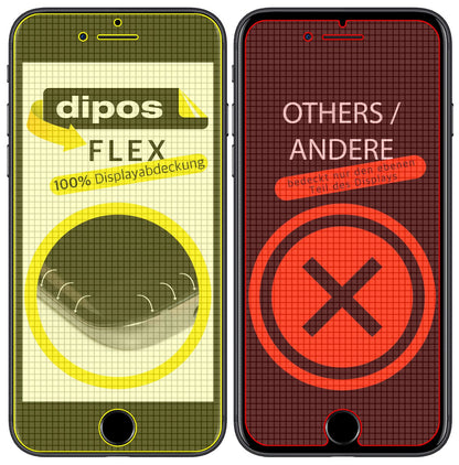 AppleiPhone 6 Plus / 6S Plus mit aufgebrachter dipos Displayschutzfolie, glasklare Darstellung ohne Einschränkungen