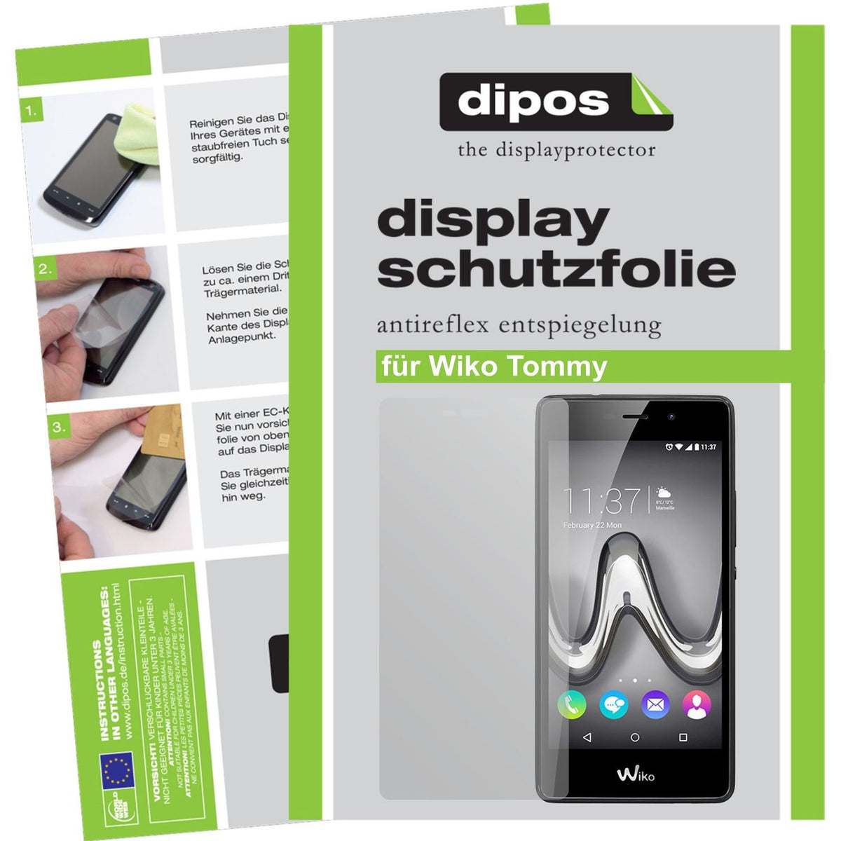Matte Displayschutzfolie von dipos passend für Wiko Tommy, präziser Zuschnitt und blasenfrei montiert