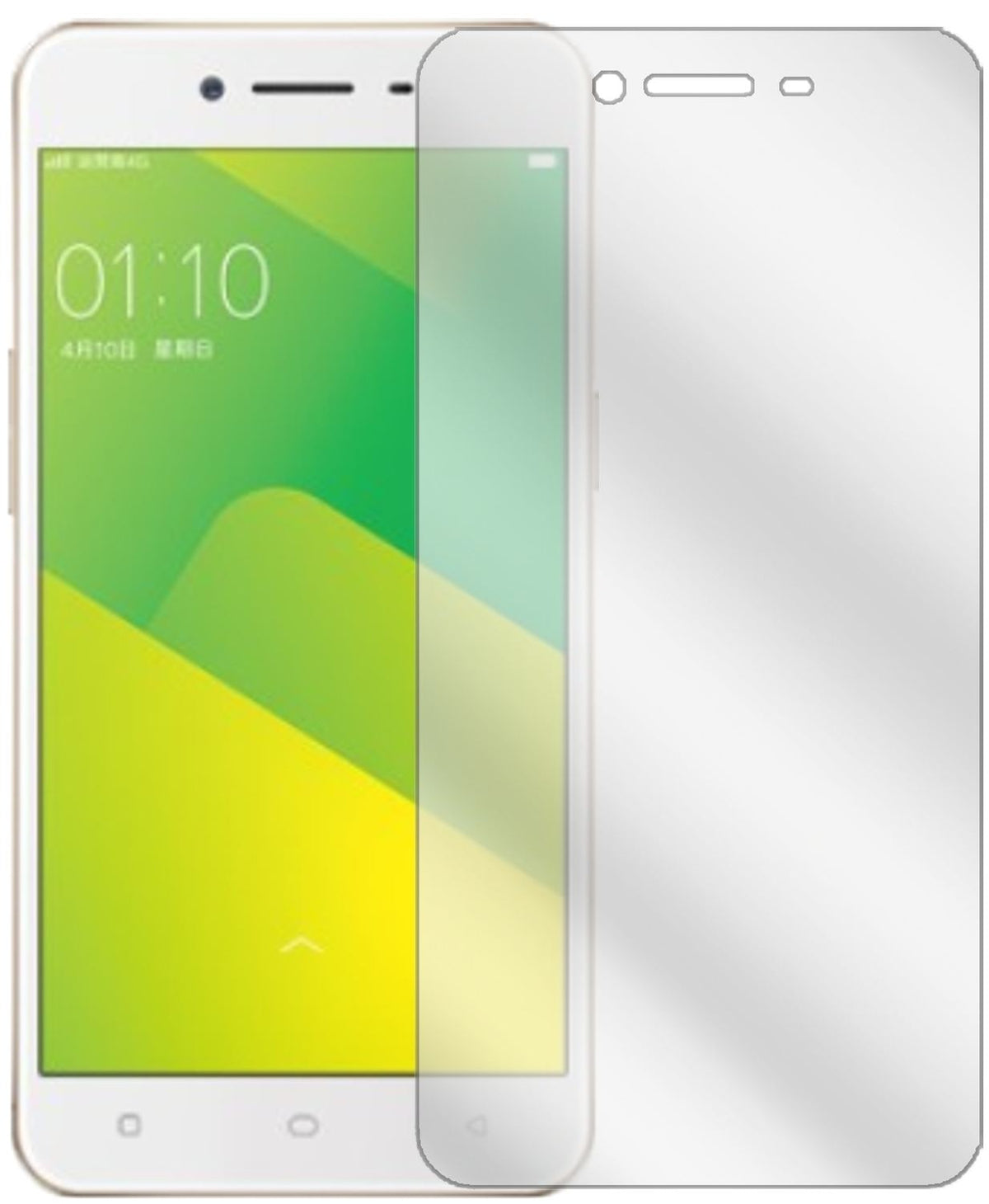 OppoA57 mit aufgebrachter dipos Displayschutzfolie, glasklare Darstellung ohne Einschränkungen