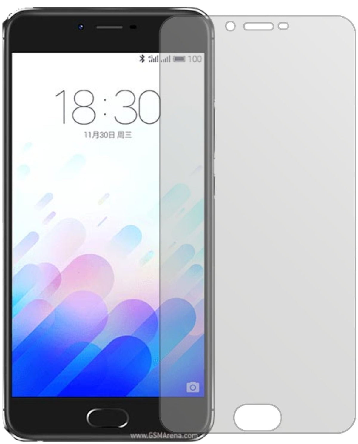 MeizuM3X mit aufgebrachter dipos Displayschutzfolie, die lästige Fingerabdrücke minimiert