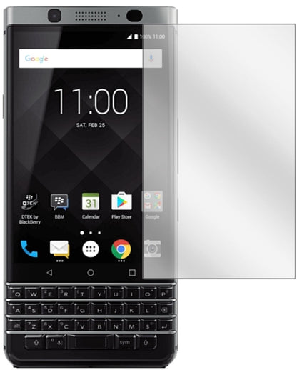 BlackberryKeyOne mit aufgebrachter dipos Displayschutzfolie, glasklare Darstellung ohne Einschränkungen