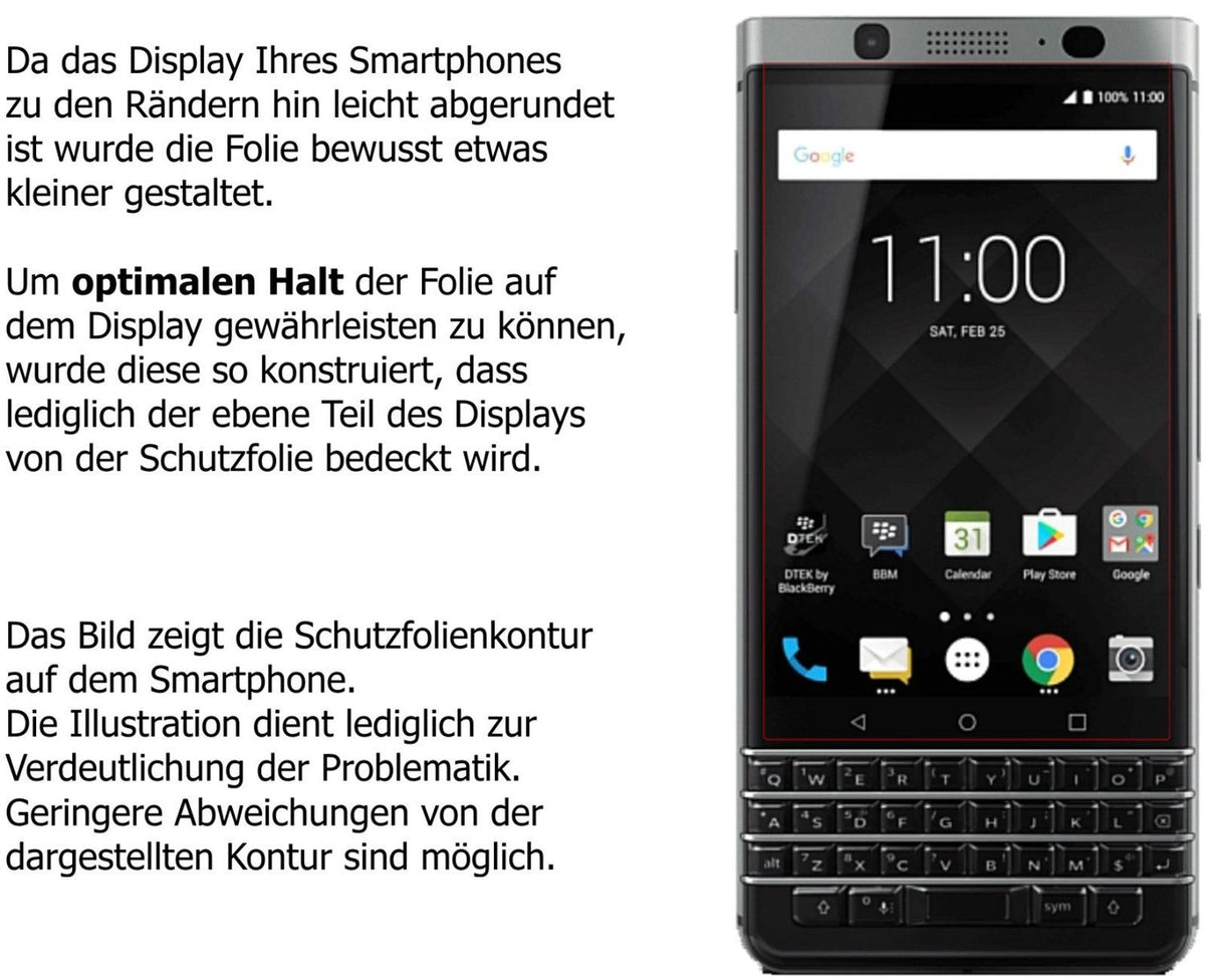 2x 9H Schutzfolie matt für Blackberry KeyOne Panzerfolie