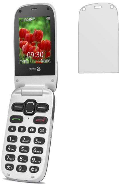 DoroSecure 628 mit aufgebrachter dipos Displayschutzfolie, die lästige Fingerabdrücke minimiert