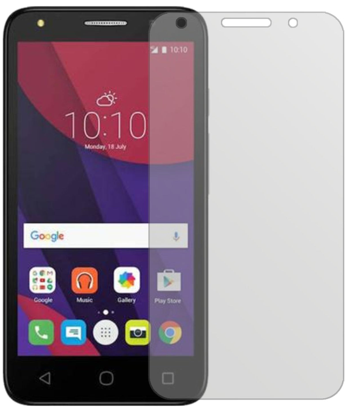 AlcatelPixi 4 mit aufgebrachter dipos Displayschutzfolie, die lästige Fingerabdrücke minimiert