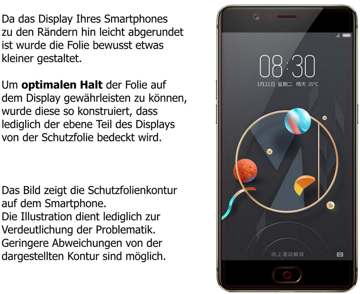 2x 9H Schutzfolie für ZTE Nubia M2 Lite Panzerfolie