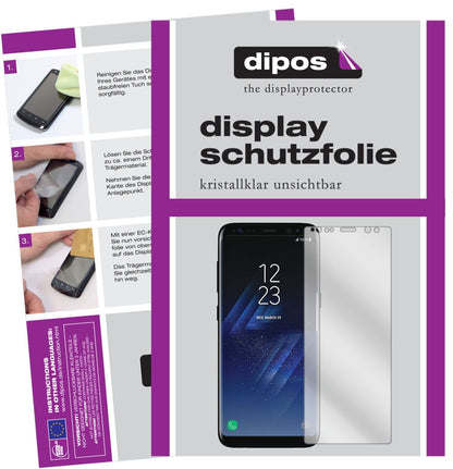 Klare Displayschutzfolie von dipos passend für Samsung Galaxy S8 Plus, präziser Zuschnitt und blasenfrei montiert