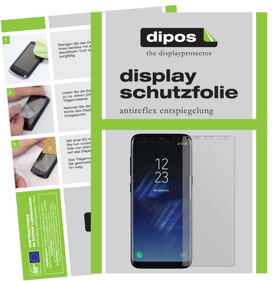 Matte Displayschutzfolie von dipos passend für Samsung Galaxy S8 Plus, präziser Zuschnitt und blasenfrei montiert