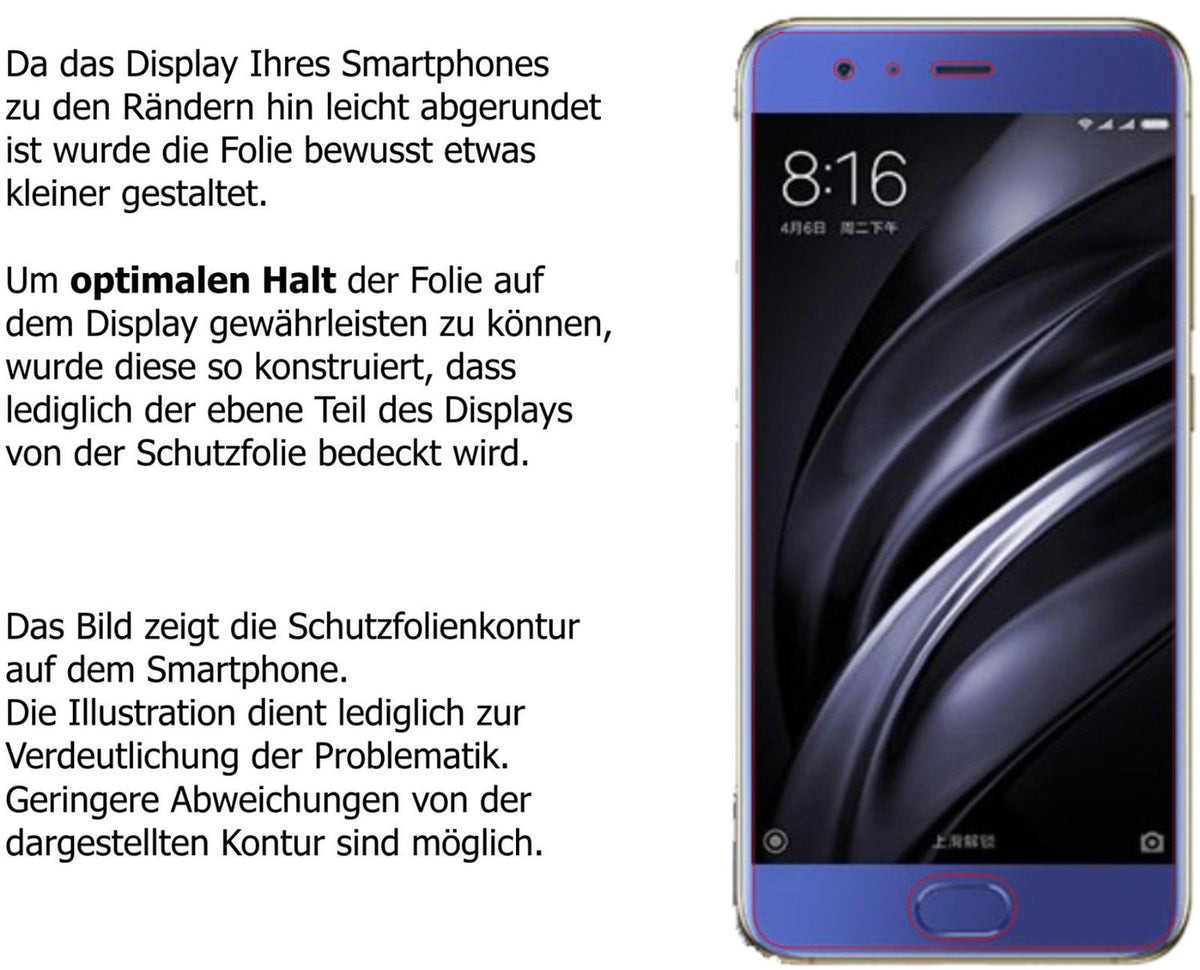 2x 9H Schutzfolie matt für Xiaomi Mi6 Panzerfolie