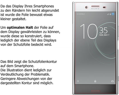 Dünne und klare Folie passend zugeschnitten für Sony Xperia XZ Premium