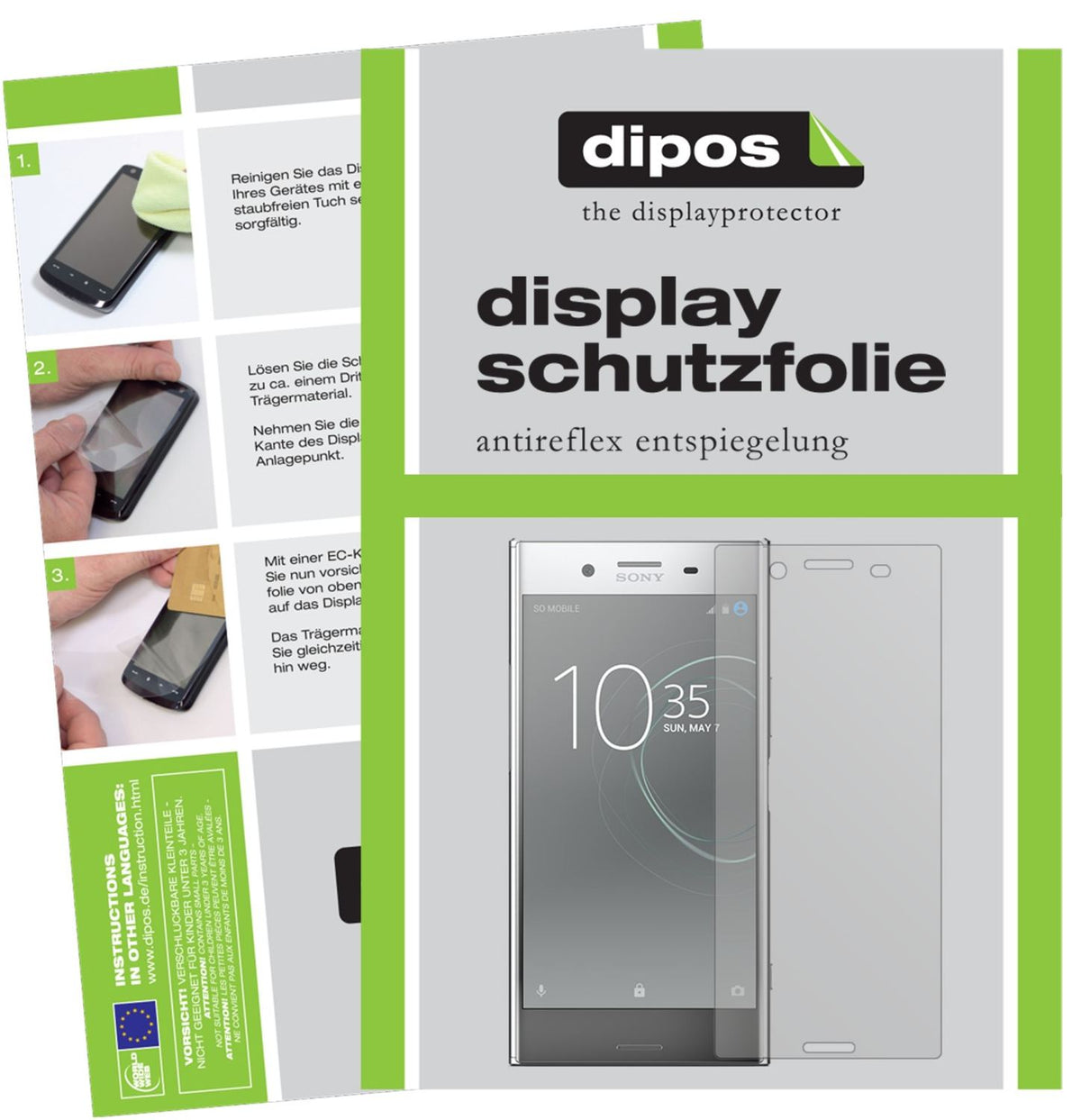 Matte Displayschutzfolie von dipos passend für Sony Xperia XZ Premium, präziser Zuschnitt und blasenfrei montiert