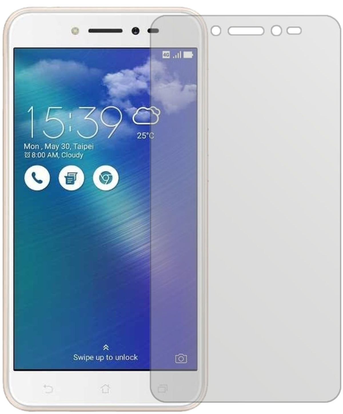AsusZenFone Live ZB501KL mit aufgebrachter dipos Displayschutzfolie, die lästige Fingerabdrücke minimiert