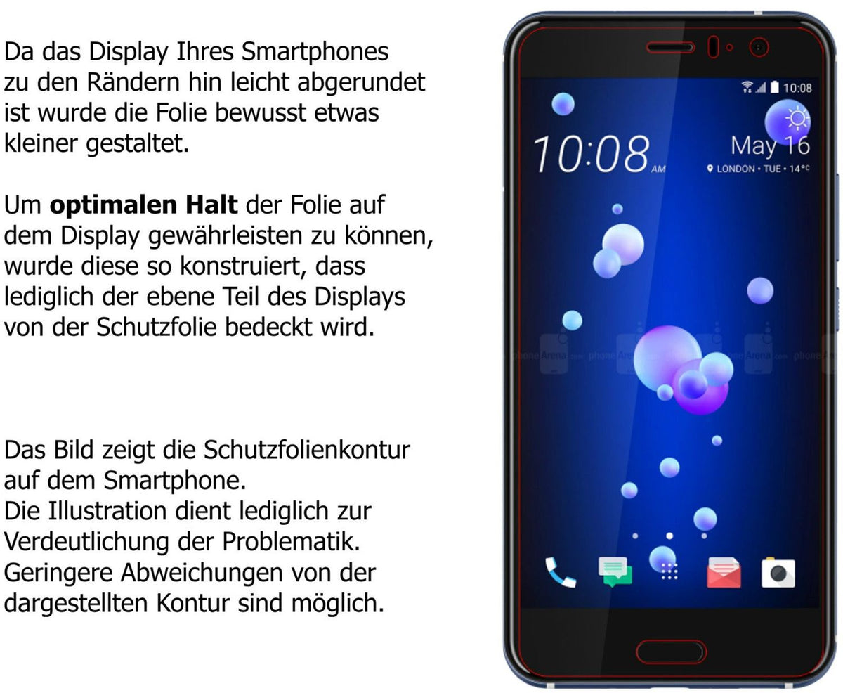 2x 9H Schutzfolie matt für HTC U11 Panzerfolie (1x Vorderseite + 1x Rückseite)