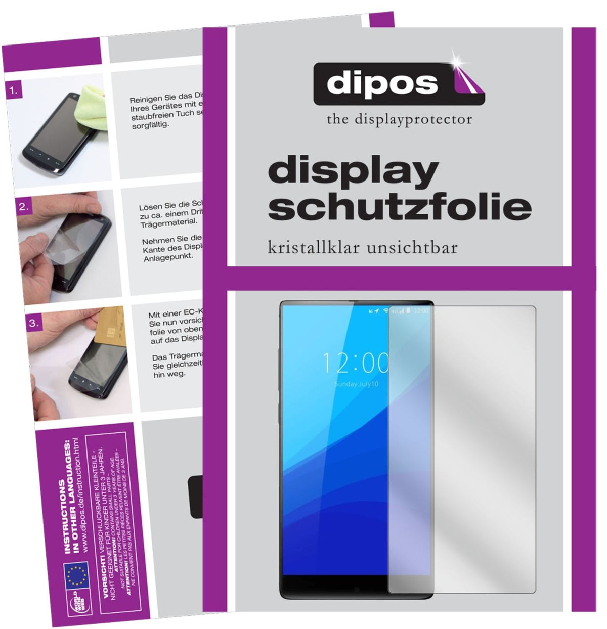 Klare Displayschutzfolie von dipos passend für Umidigi Crystal Plus, präziser Zuschnitt und blasenfrei montiert