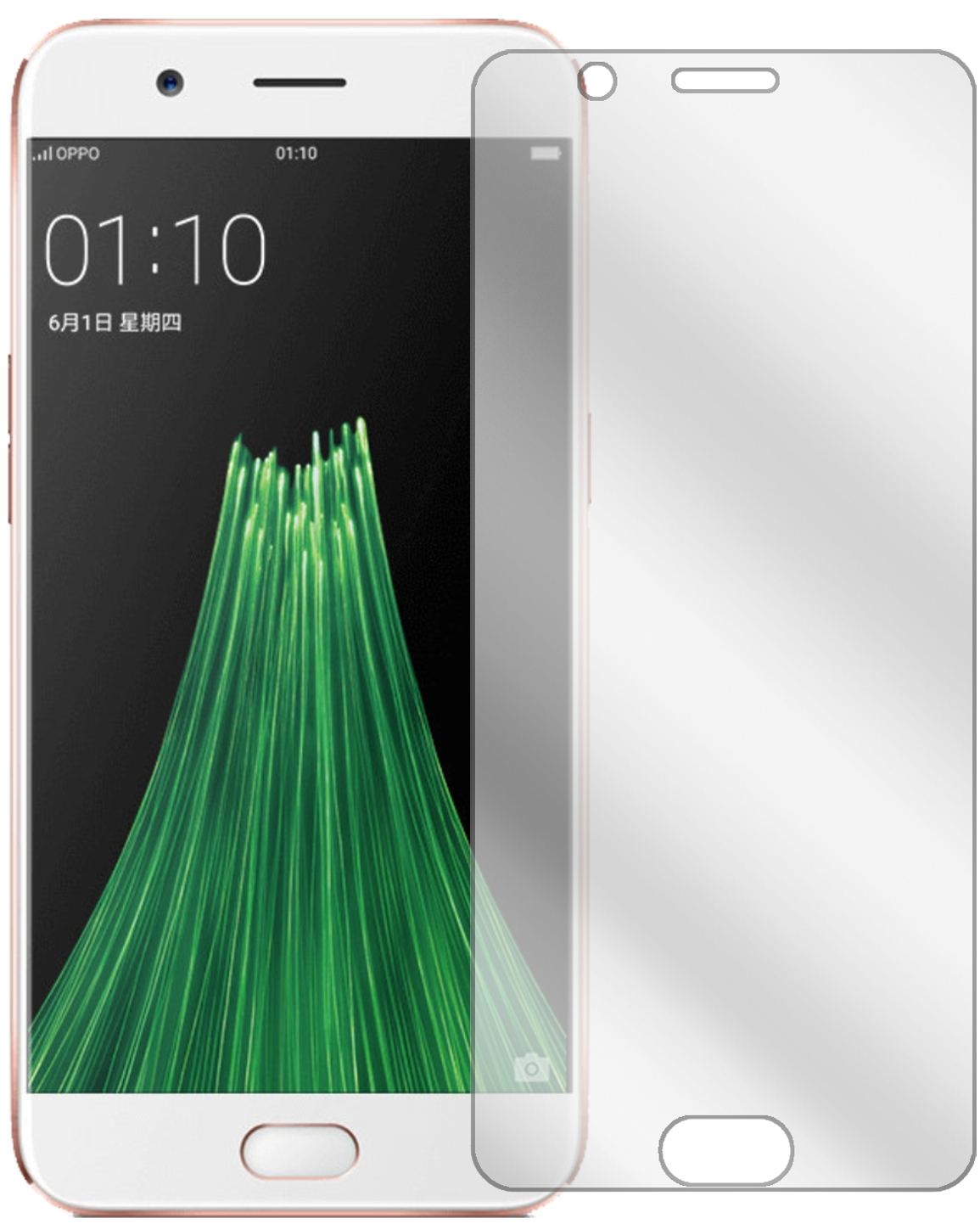 OppoR11 Plus mit aufgebrachter dipos Displayschutzfolie, glasklare Darstellung ohne Einschränkungen