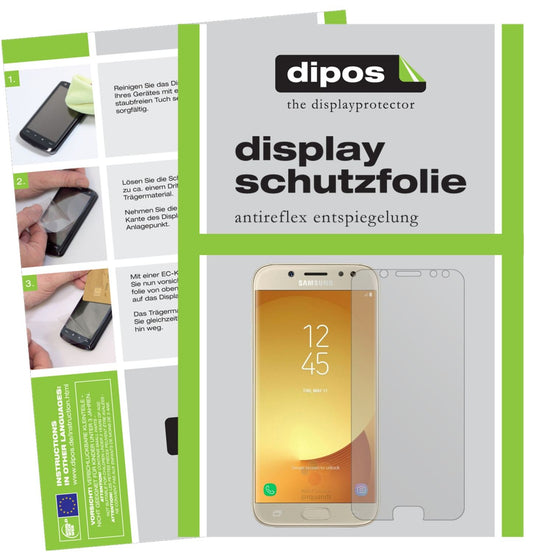 Matte Displayschutzfolie von dipos passend für Samsung Galaxy J5 2017, präziser Zuschnitt und blasenfrei montiert