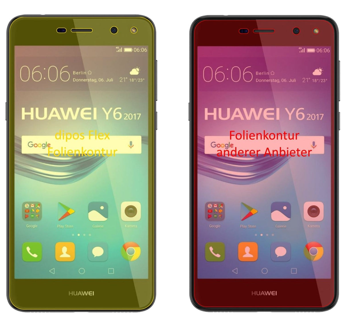 3x 3D Full Cover Schutzfolie für Huawei Y6 (2017)