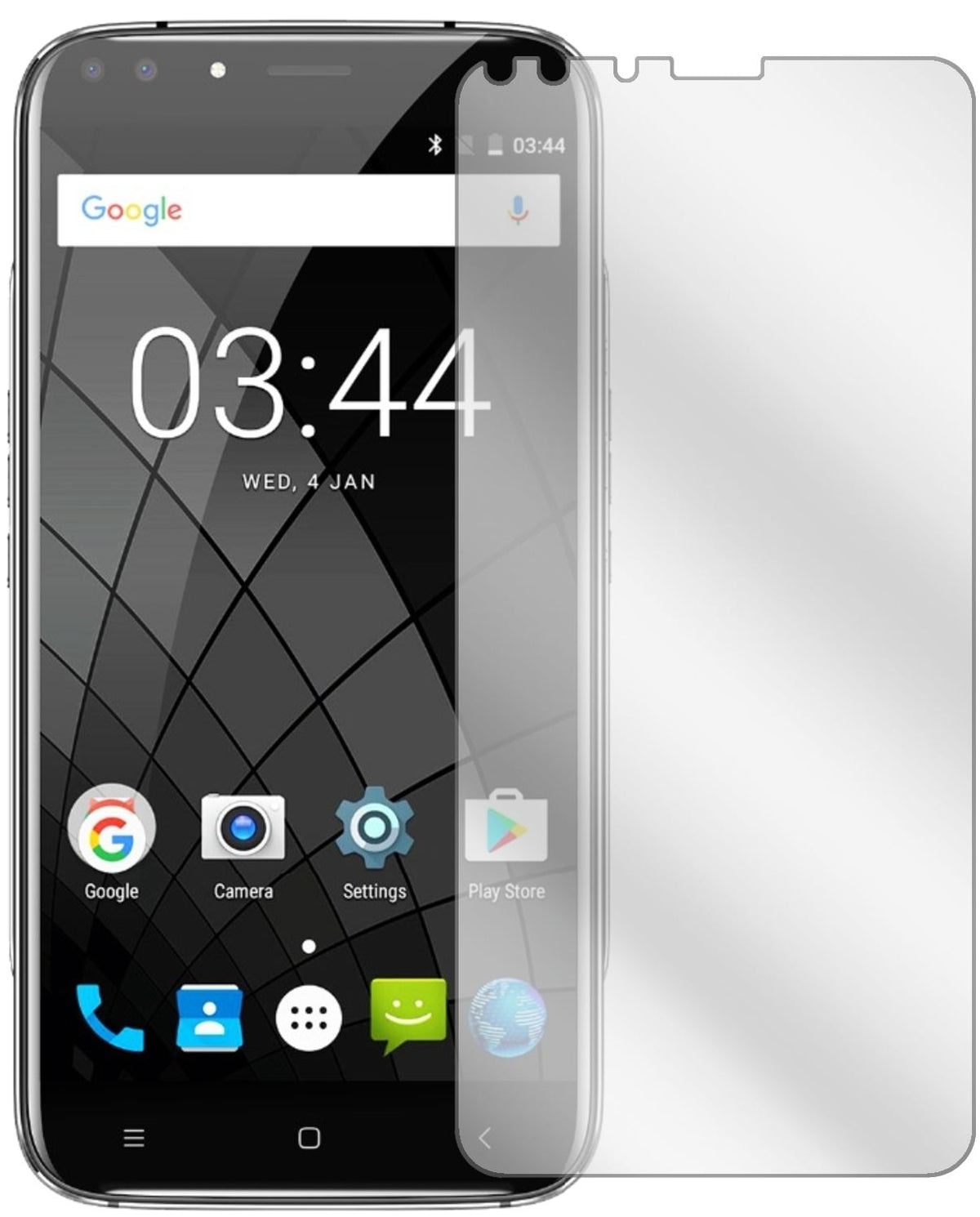 OukitelU22 (5,5 Zoll) mit aufgebrachter dipos Displayschutzfolie, glasklare Darstellung ohne Einschränkungen