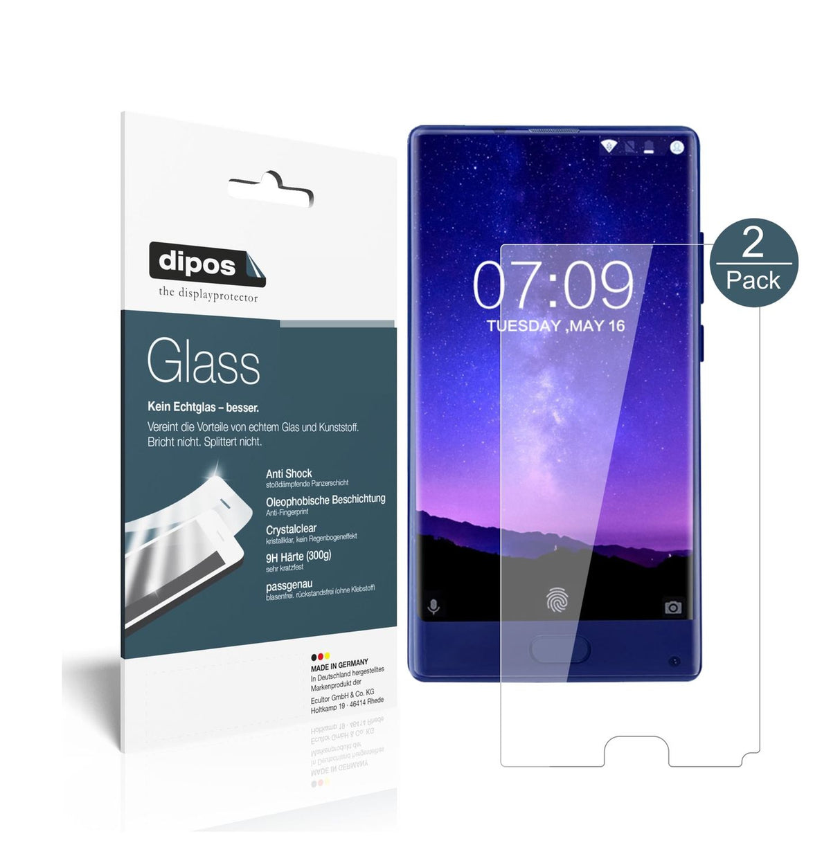 Klare Displayschutzfolie von dipos passend für Doogee Mix (5,5 Zoll), 9H kratzfest und blasenfrei montiert