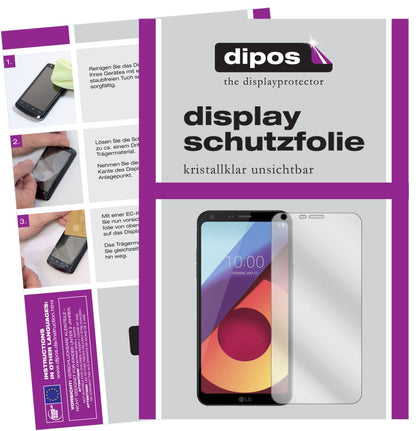 Klare Displayschutzfolie von dipos passend für LG Q6 Alpha, präziser Zuschnitt und blasenfrei montiert