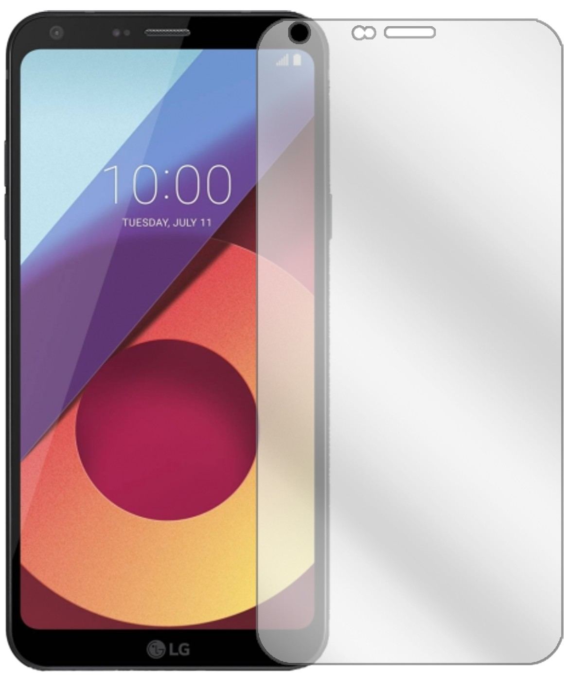 LGQ6 Alpha mit aufgebrachter dipos Displayschutzfolie, glasklare Darstellung ohne Einschränkungen