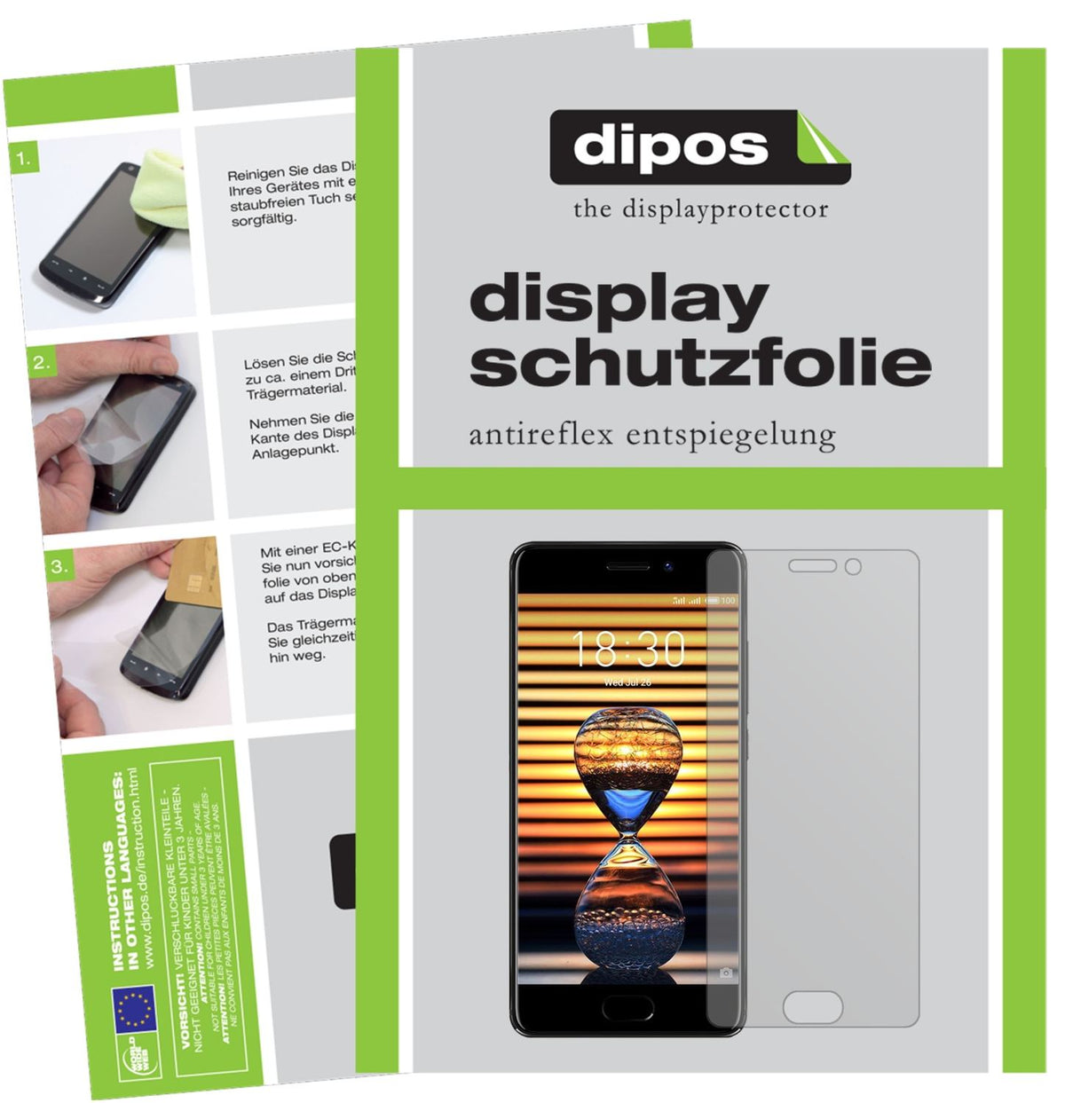 Matte Displayschutzfolie von dipos passend für Meizu Pro 7, präziser Zuschnitt und blasenfrei montiert
