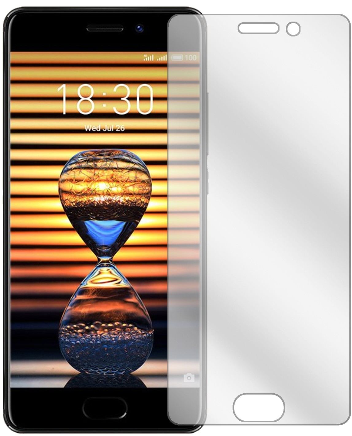 MeizuPro 7 Plus mit aufgebrachter dipos Displayschutzfolie, glasklare Darstellung ohne Einschränkungen