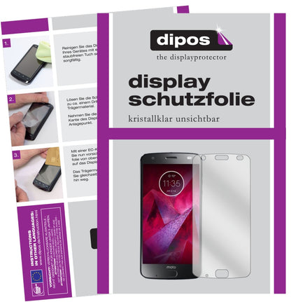 Klare Displayschutzfolie von dipos passend für Lenovo Moto Z2 Force, präziser Zuschnitt und blasenfrei montiert