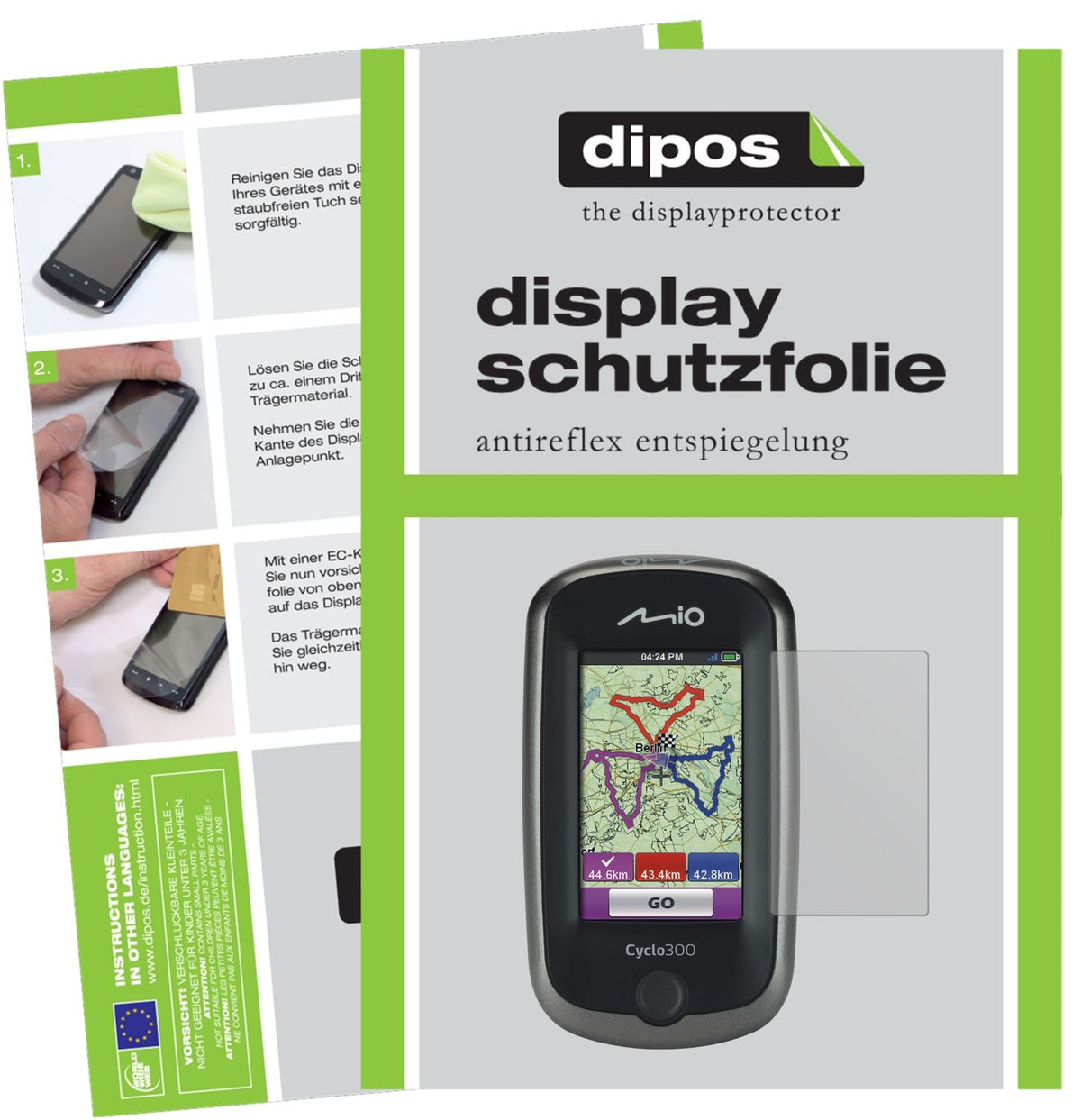 3x Schutzfolie matt für Mitac Mio Cyclo 300 Display-Schutzfolie
