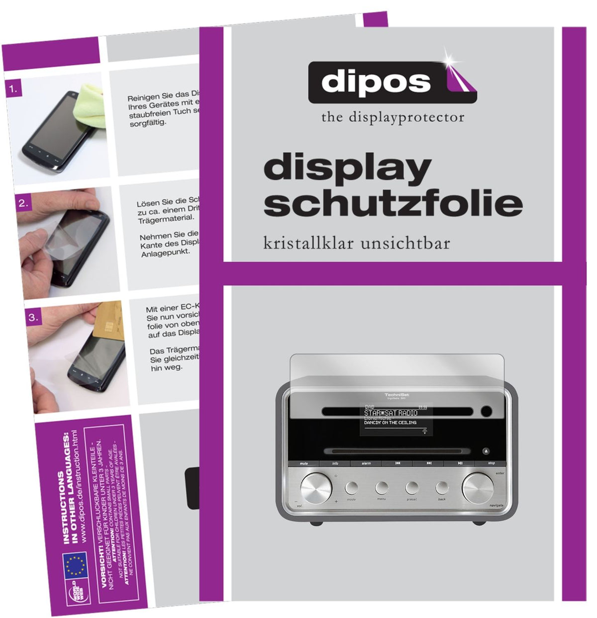 3x Schutzfolie klar für TechniSat DigitRadio 580 Display-Schutzfolie