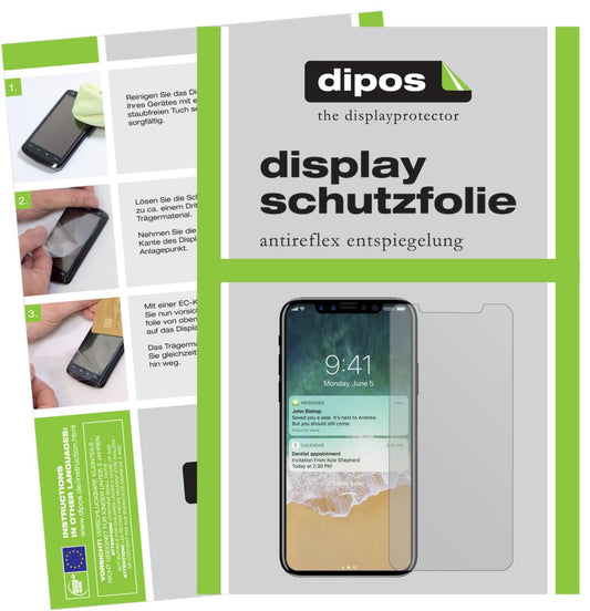Matte Displayschutzfolie von dipos passend für Apple iPhone X, präziser Zuschnitt und blasenfrei montiert