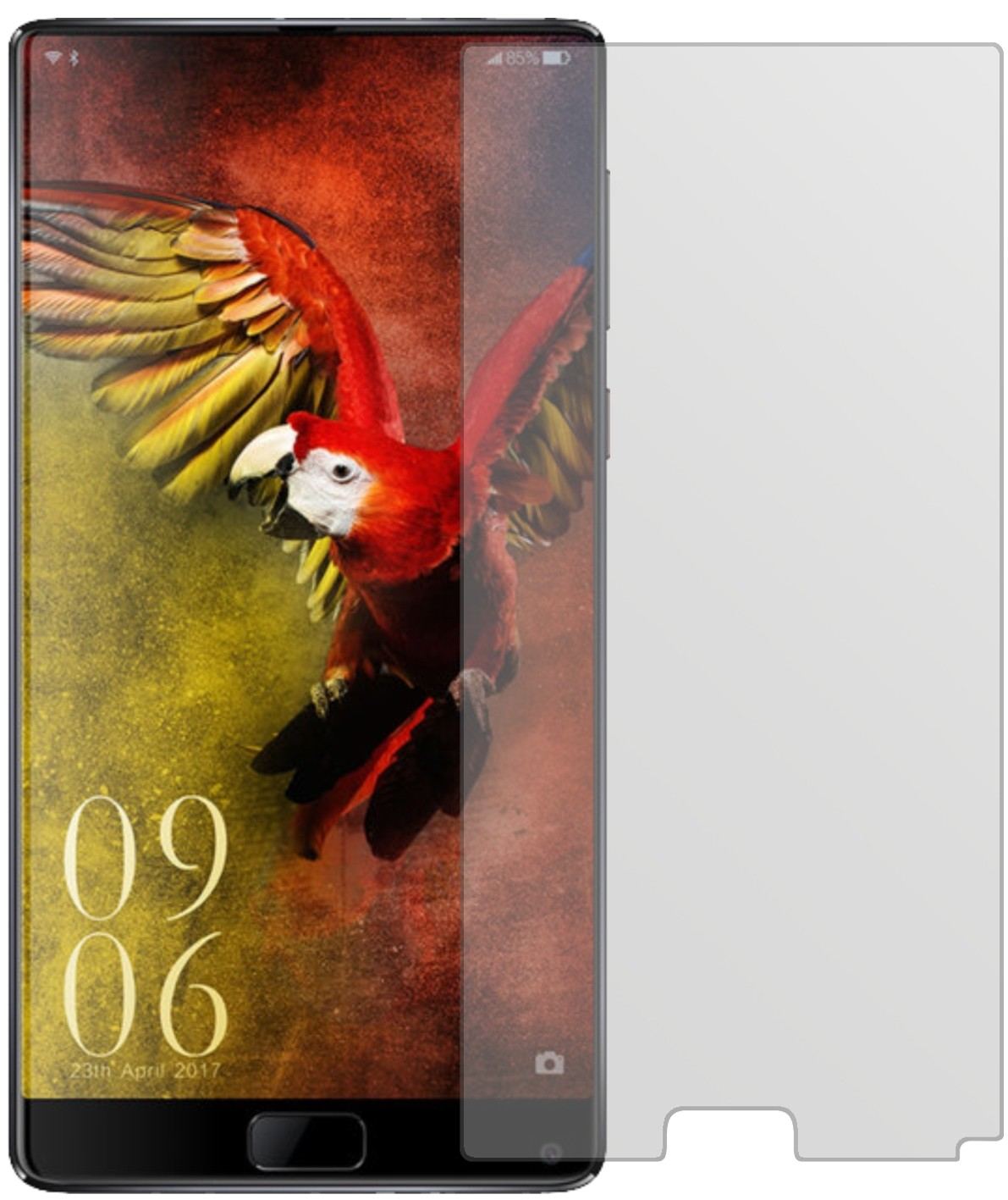 ElephoneS8 mit aufgebrachter dipos Displayschutzfolie, die lästige Fingerabdrücke minimiert