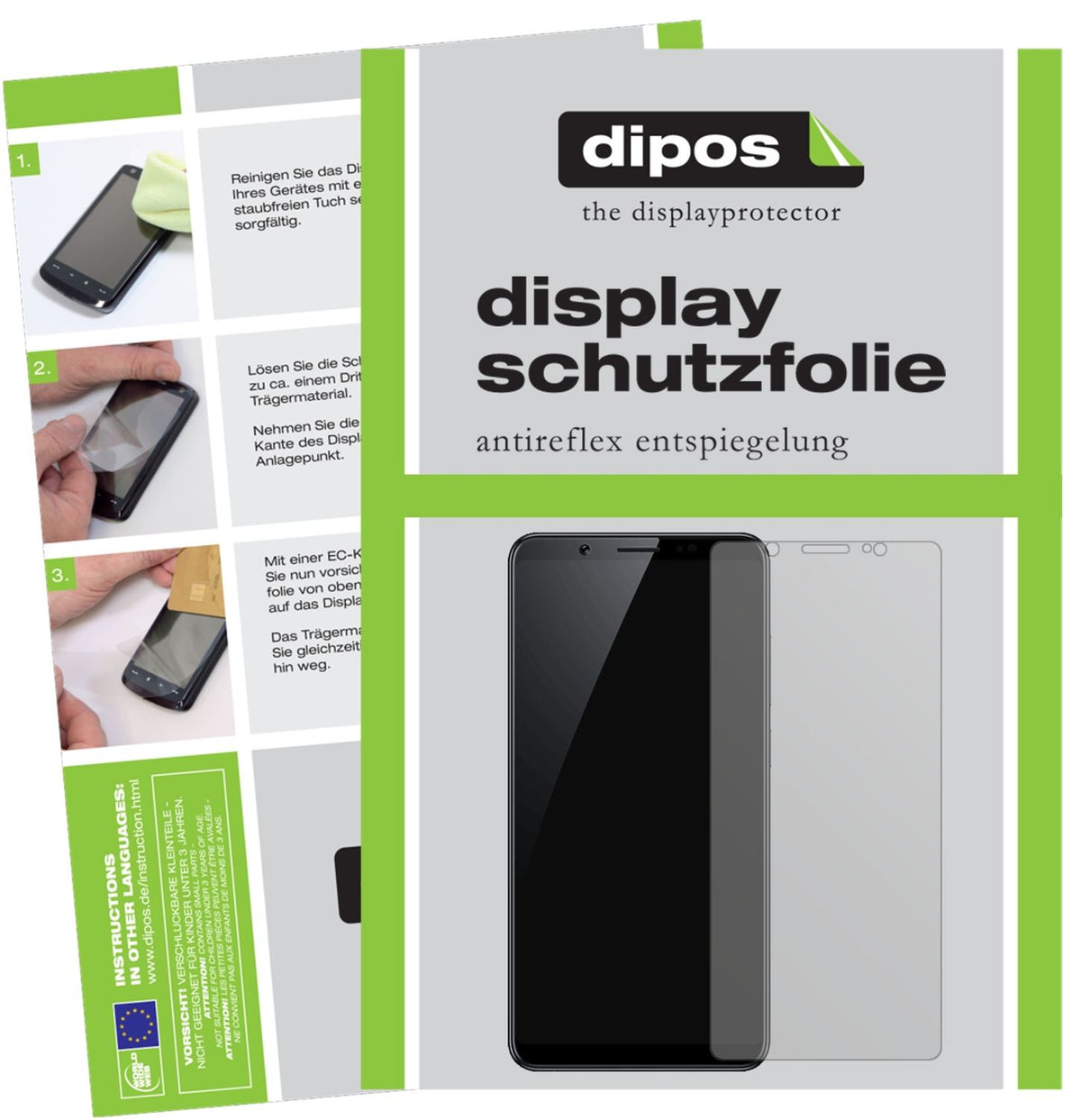 Matte Displayschutzfolie von dipos passend für Vivo V7+, präziser Zuschnitt und blasenfrei montiert