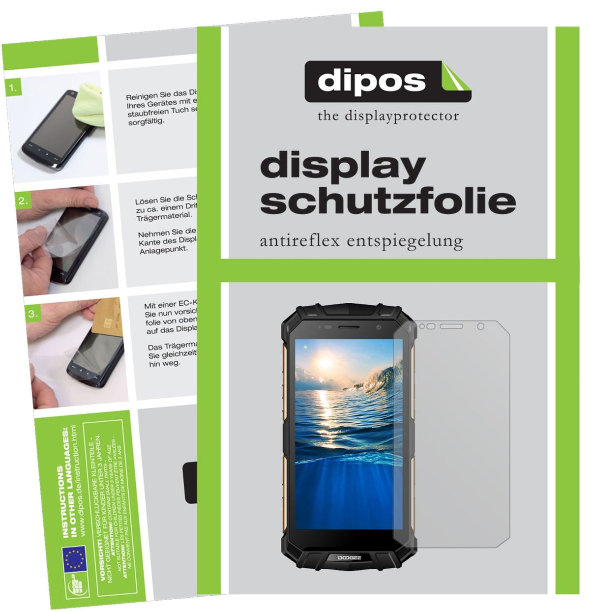 Matte Displayschutzfolie von dipos passend für Doogee S60, präziser Zuschnitt und blasenfrei montiert