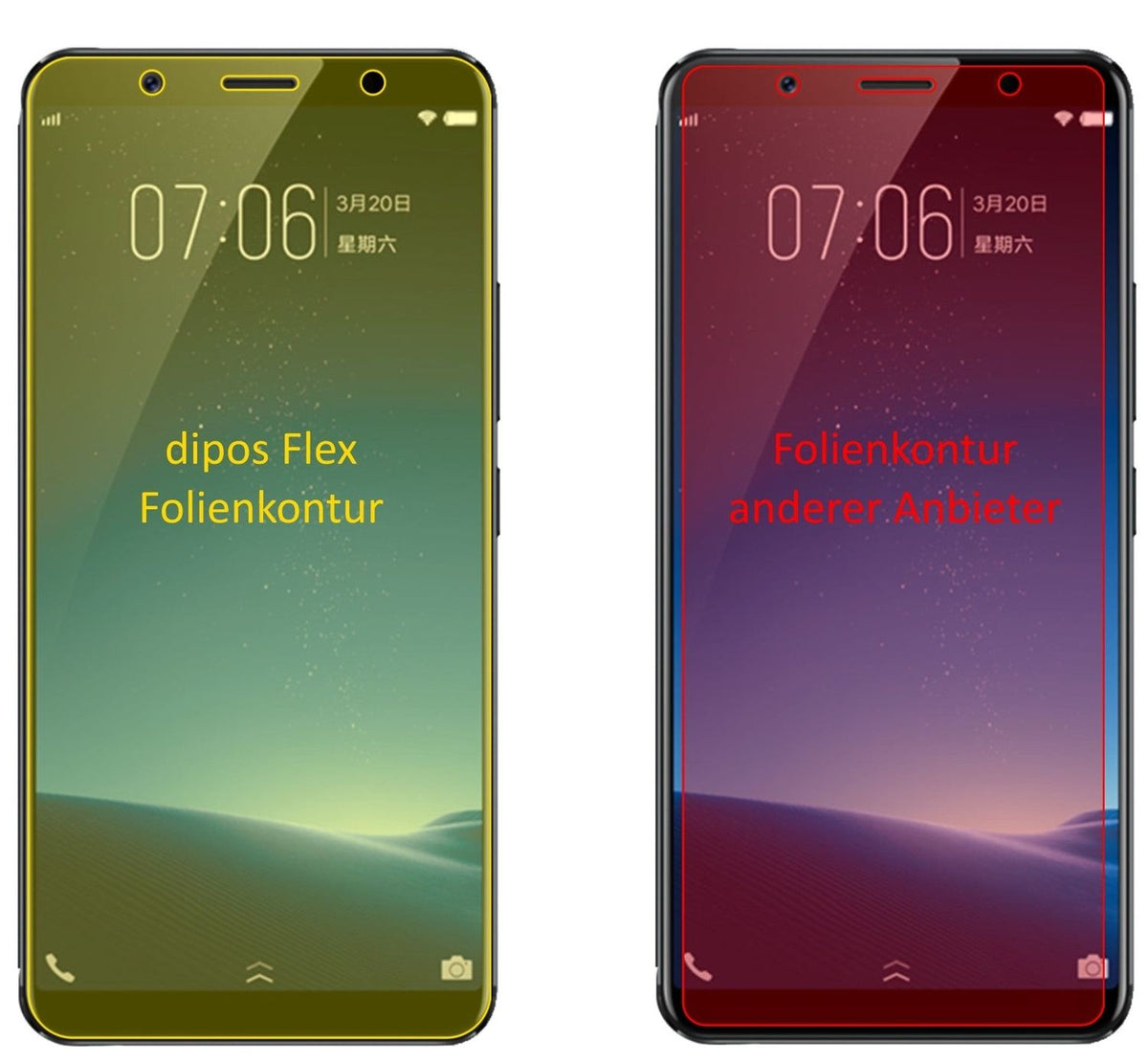 3x 3D Full Cover Schutzfolie für Vivo X20 Plus