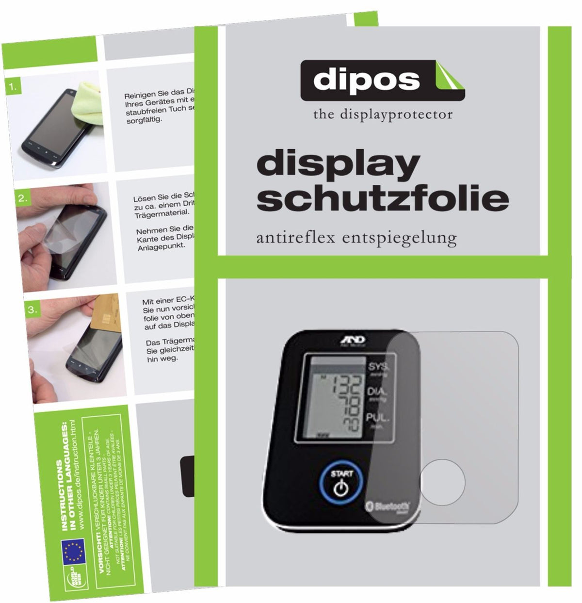 3x Schutzfolie matt für A&D Medical UA-651 BLE Display-Schutzfolie