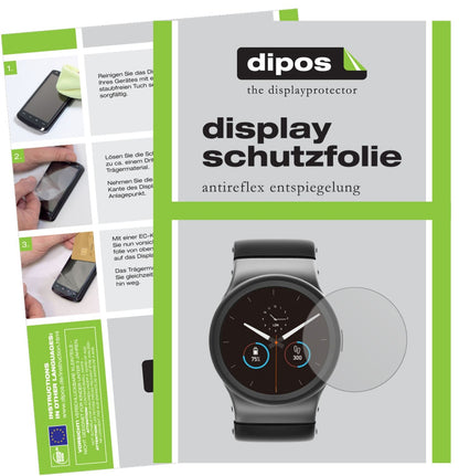 Matte Displayschutzfolie von dipos passend für Uhr 59 mm Durchmesser, präziser Zuschnitt und blasenfrei montiert
