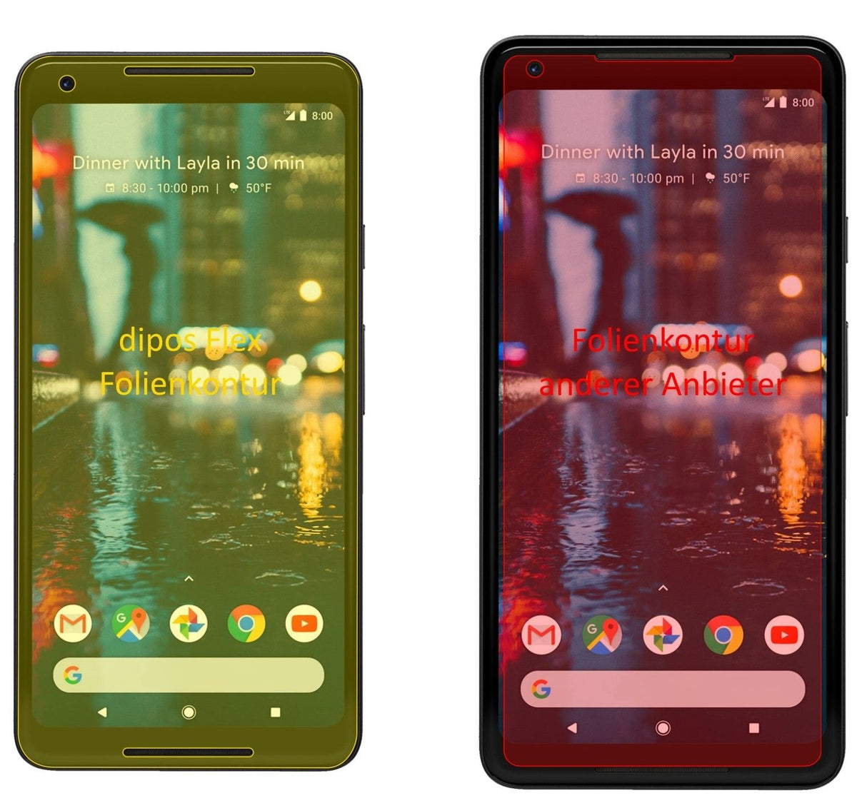 3x 3D Full Cover Schutzfolie für Google Pixel 2 XL