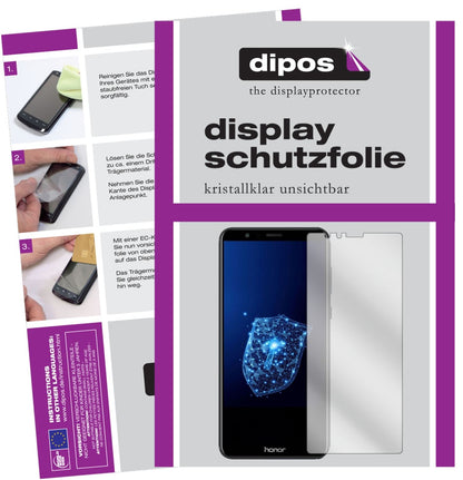 Klare Displayschutzfolie von dipos passend für Huawei Honor 7X, präziser Zuschnitt und blasenfrei montiert