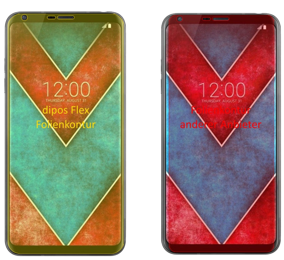 3x 3D Full Cover Schutzfolie für LG V30