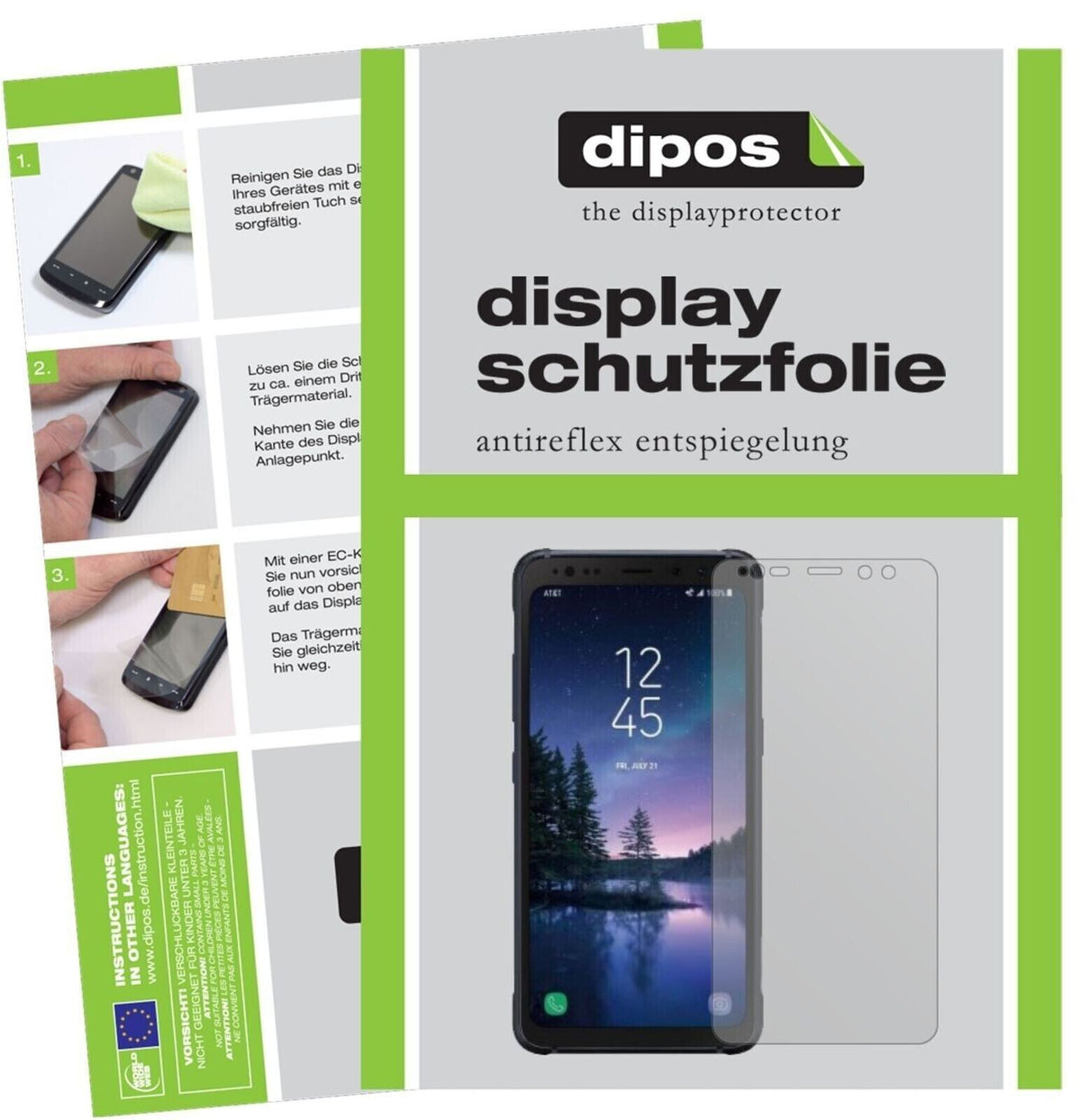 Matte Displayschutzfolie von dipos passend für Samsung Galaxy S8 ACTIVE, präziser Zuschnitt und blasenfrei montiert