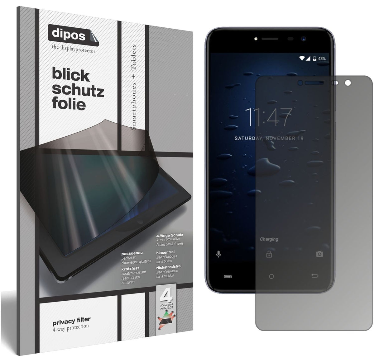 Blickschutzfolie für Cubot Note Plus matt Schutzfolie Privacy