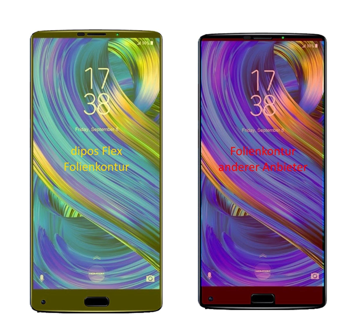 3x 3D Full Cover Schutzfolie für HOMTOM S9 Plus