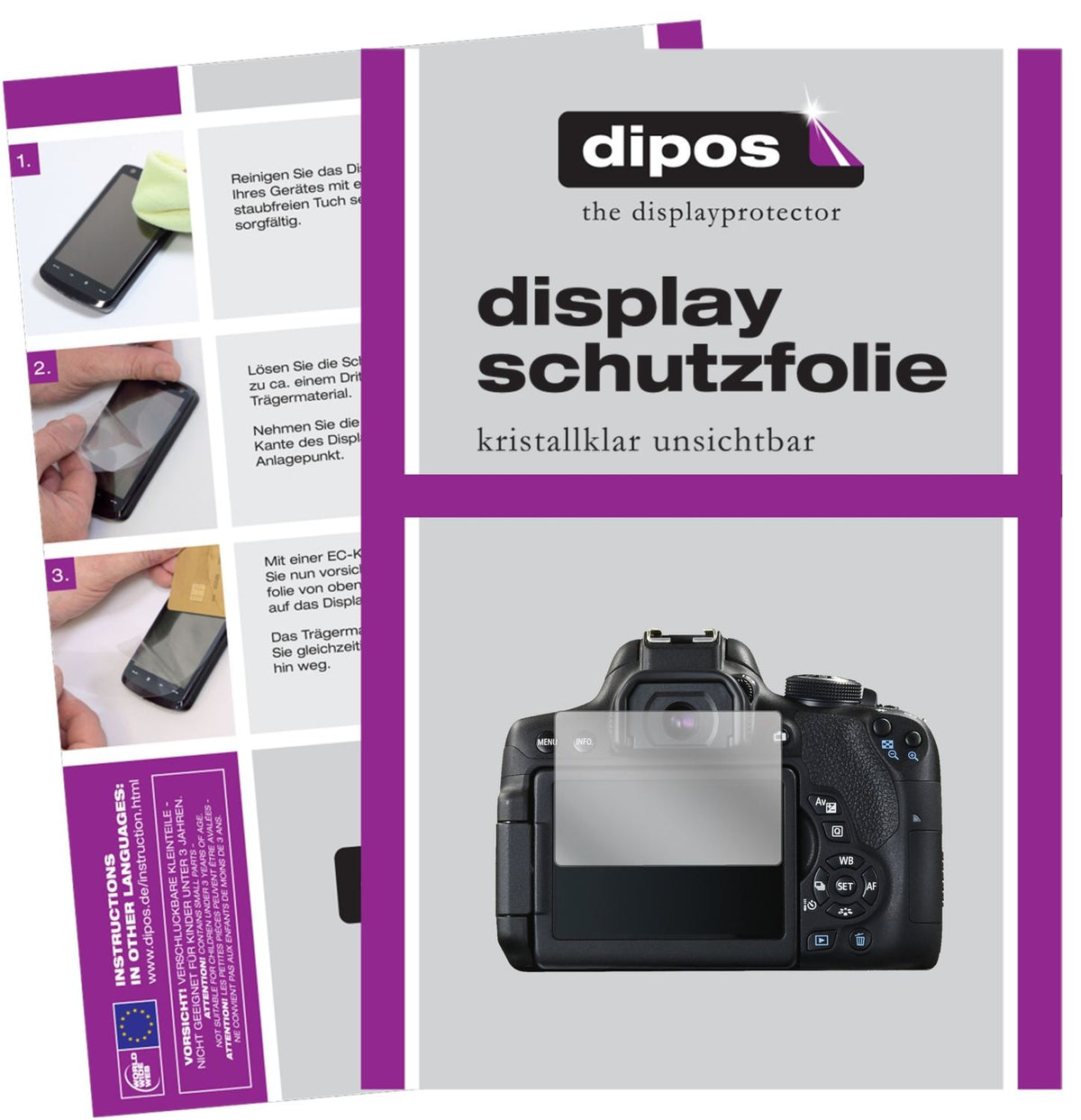 6x Schutzfolie klar für Canon EOS 750 D SLR Display-Schutzfolie