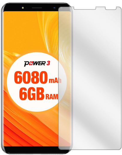 UlefonePower 3 mit aufgebrachter dipos Displayschutzfolie, glasklare Darstellung ohne Einschränkungen