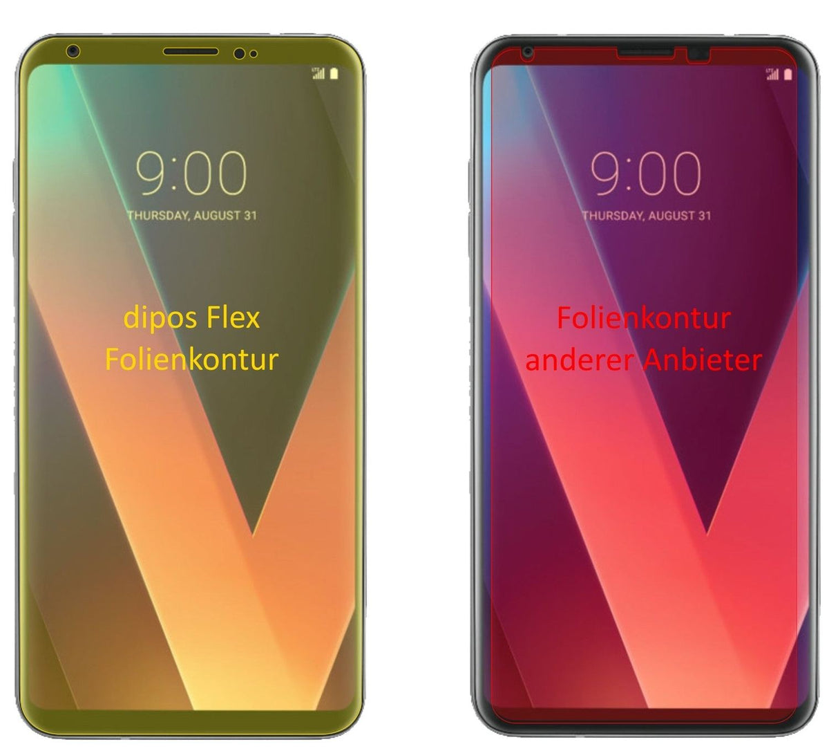 3x 3D Full Cover Schutzfolie für LG V30 Plus