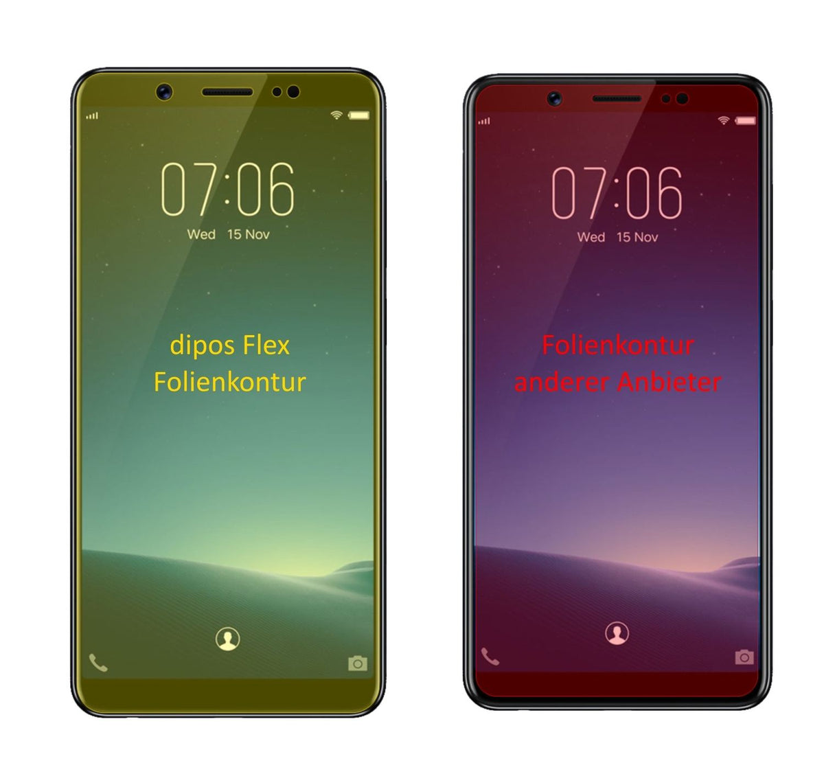 3x 3D Full Cover Schutzfolie für Vivo V7