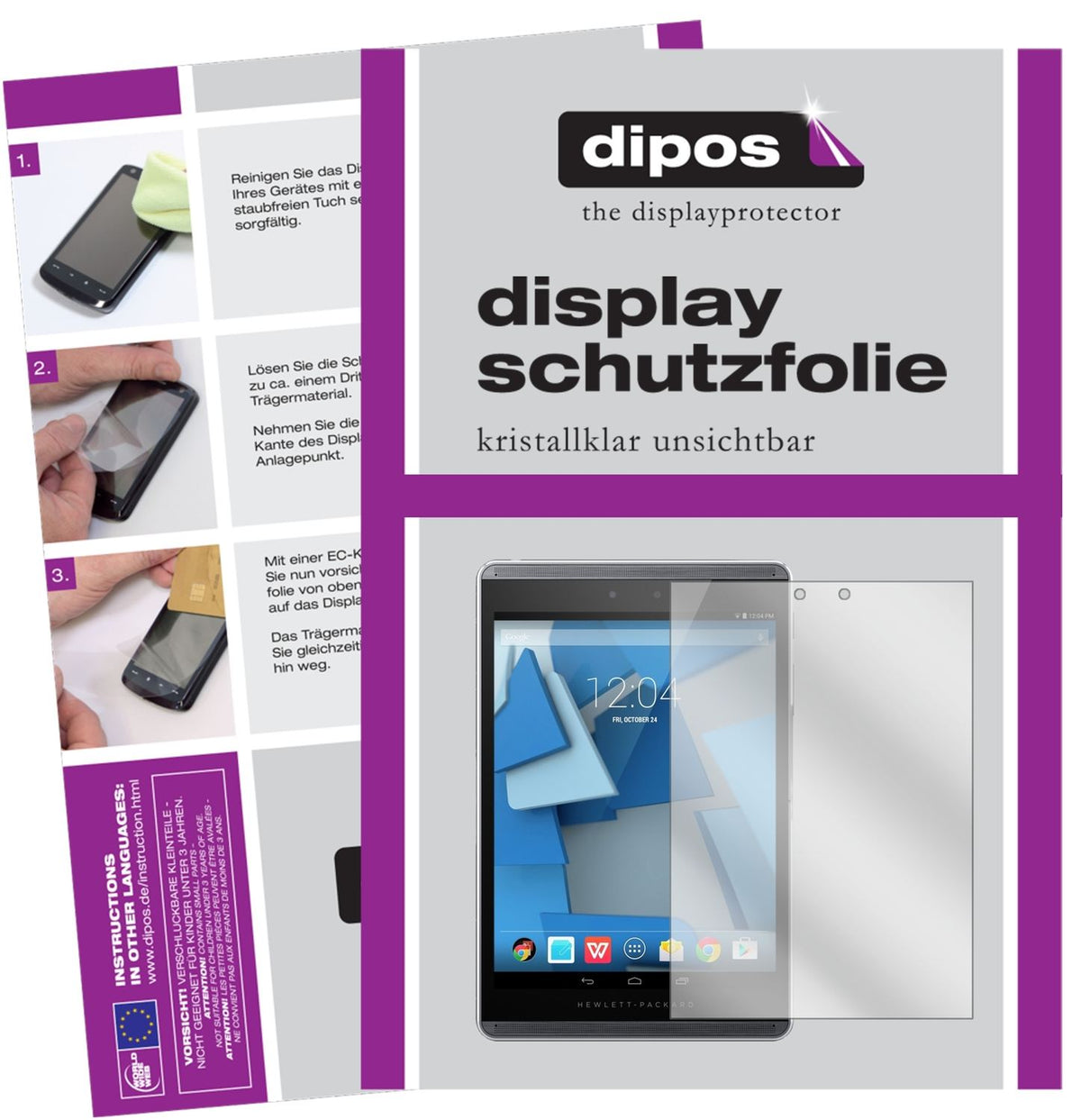2x Schutzfolie klar für HP Pro Slate 8 Display-Schutzfolie